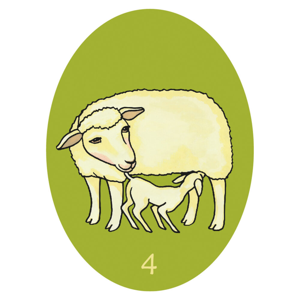 Målad får med lamm