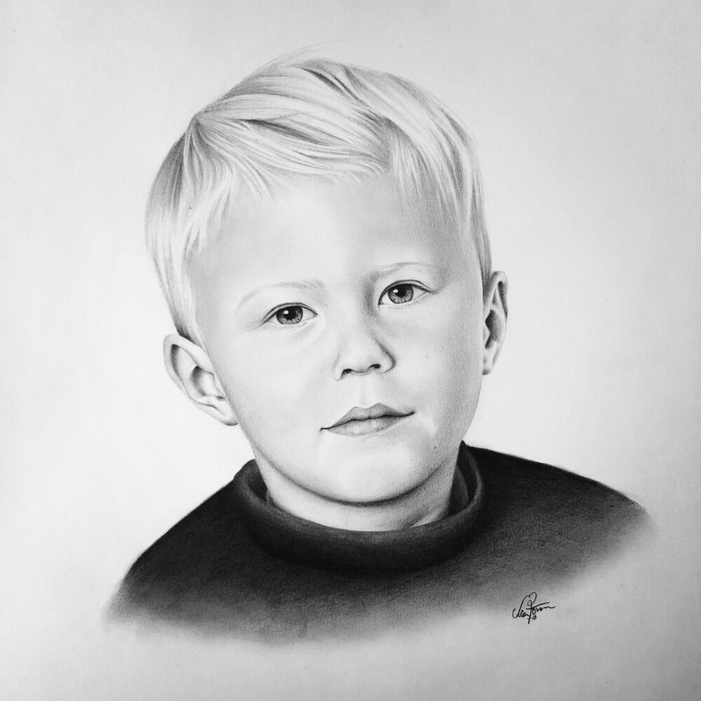 porträtt på pojke blyerts