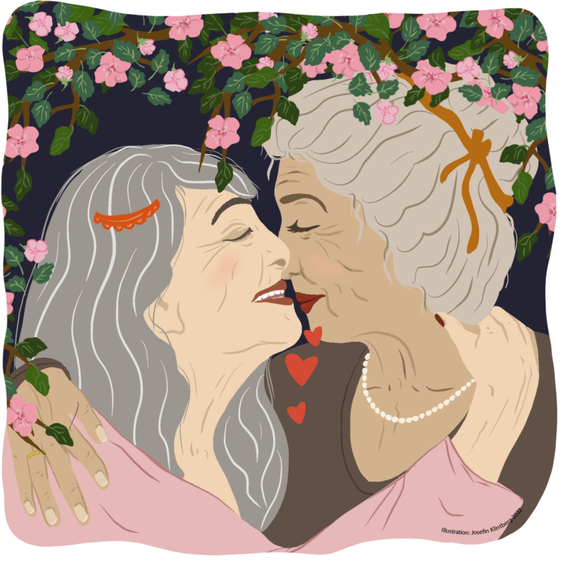 kärlek mellan två äldre kvinnor eller tanter