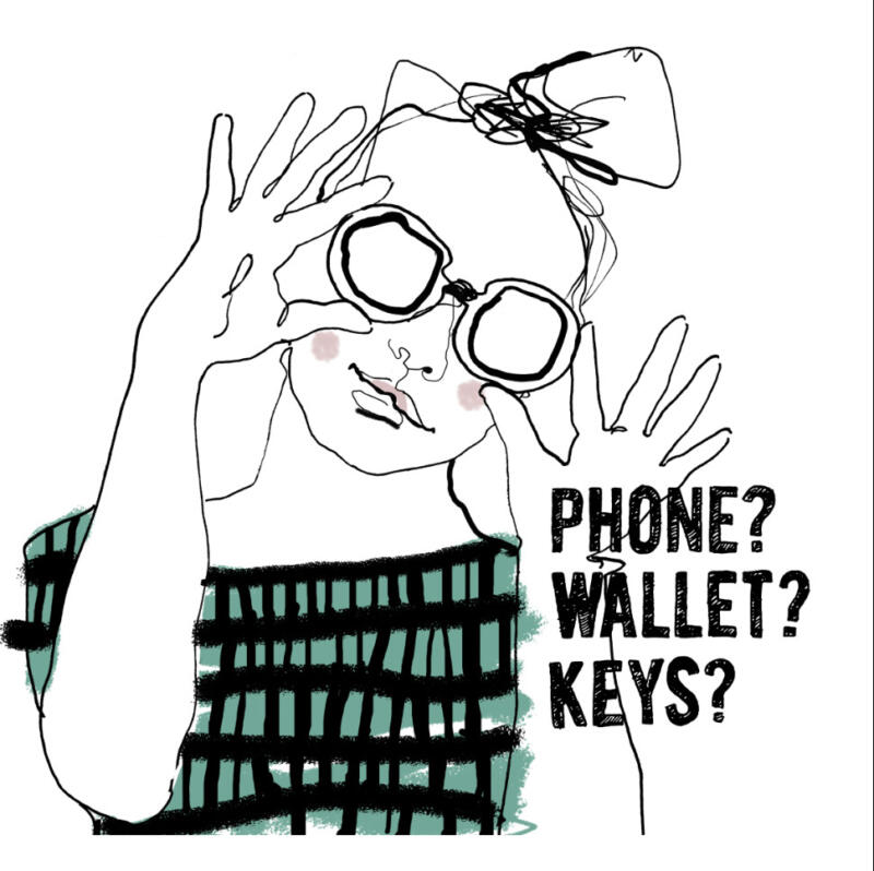 handritad illustration av ung kvinna med solglasögon och text