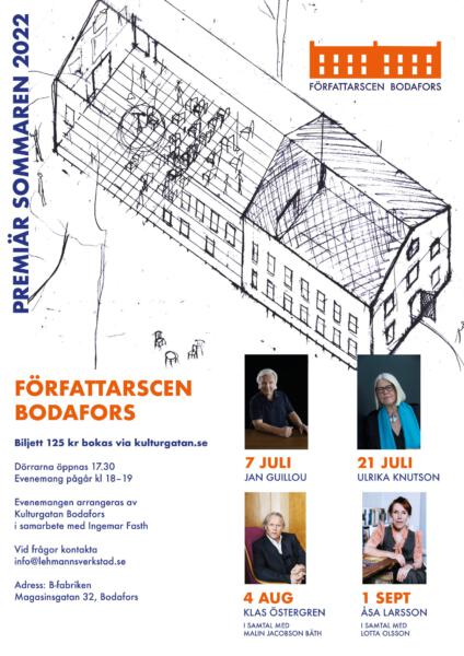 Affisch till Författarscen Bodafors 2022. Illustration och grafisk form