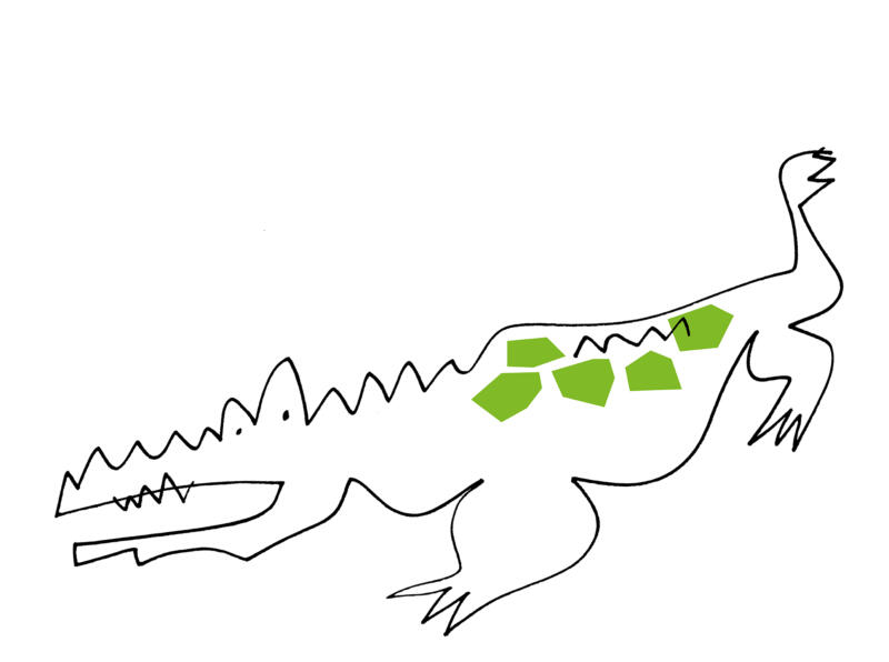 Linedrawing crocodile.