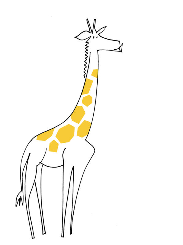 Linjeteckning av giraff.