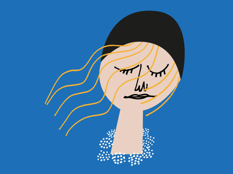 Illustration av kvinna som blundar.