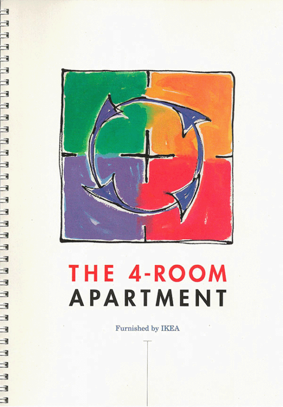 Abstrakt omslag för en handledning inom företaget. De fyra rummen i olika färger symboliserade olika personligheter i organisationen.