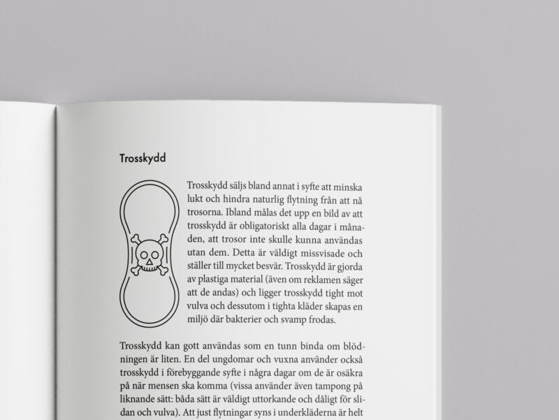 Sida med illustration på trosskydd med döskalle från boken "Prata sex!"