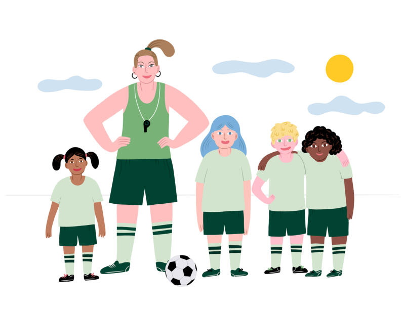 Illustration av fotbollslag barn 