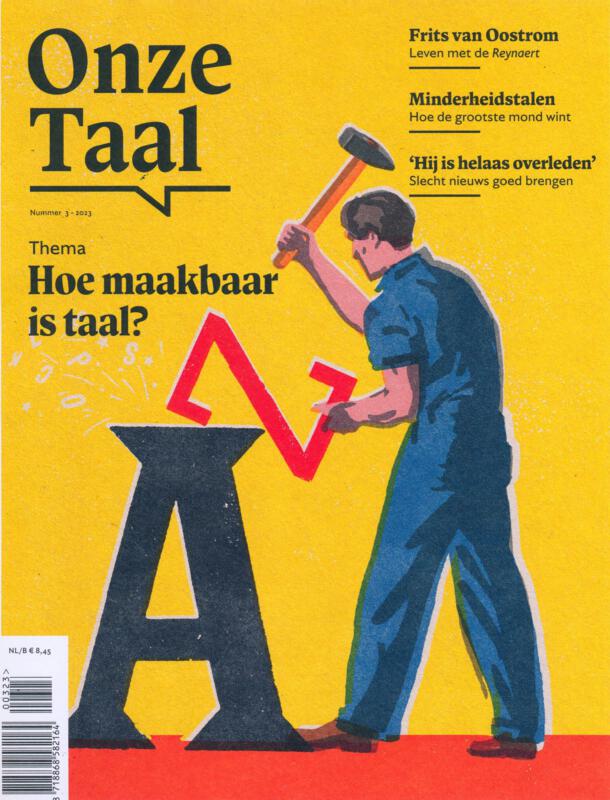 A cover image on Malleability of language, Onze Taal, 
