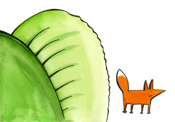 watercolors, simple, easy, fox, animals funny, beginner reader, lättläst, roliga, orange, green