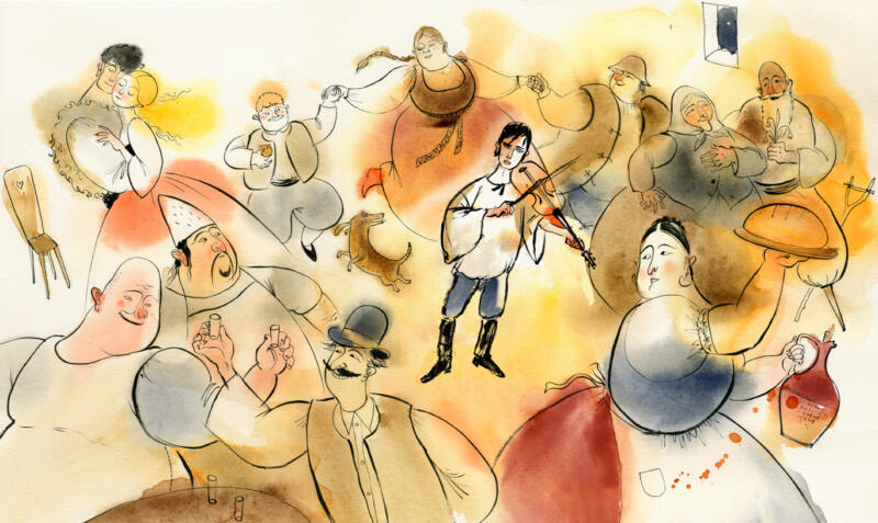 Illustration av människor som dansar på värdshuset