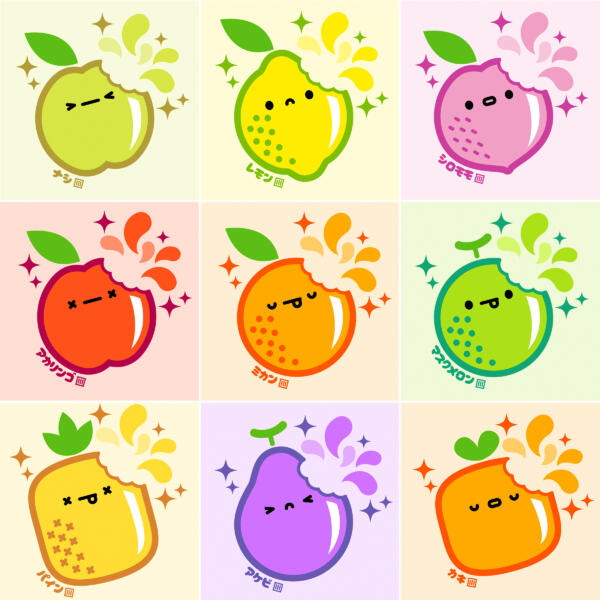 Japanese inspired fruit prints