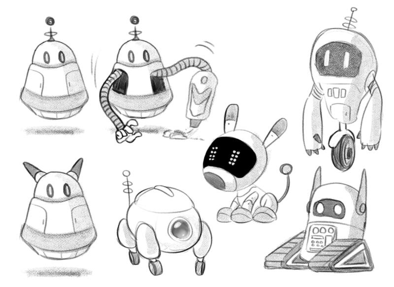 Skisser av olika robotdesigner