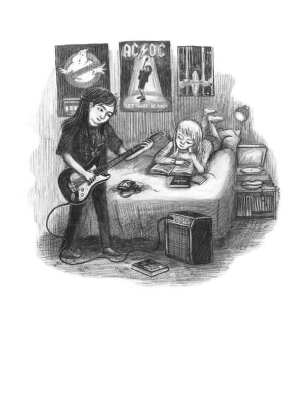 illustration till kapitelboken Jacks öde. två syskon delar rum, syskons olikheter, systrar