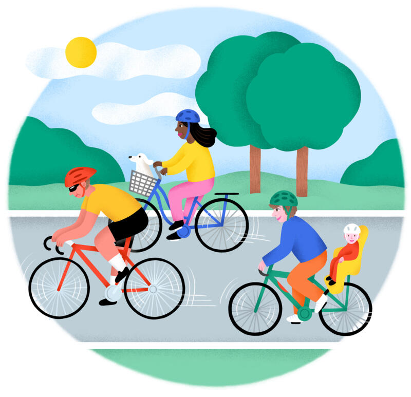 illustration of cyclists riding bikes