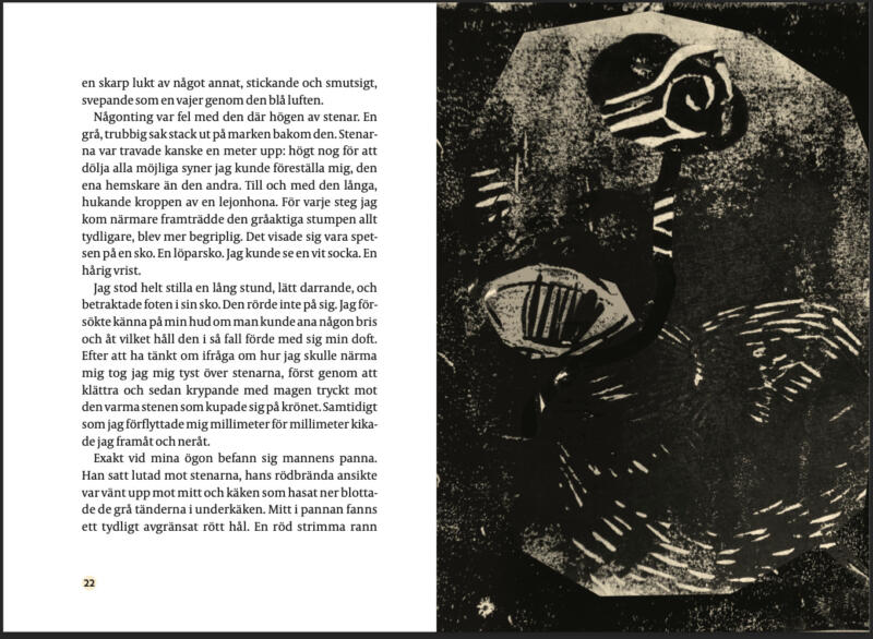 Digitalt collage av träsnitt för novell för Karavan Noir