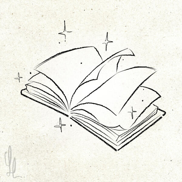 Vektorillustration av en bok i handritad stil.