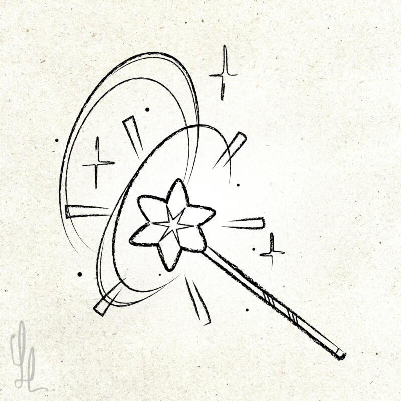 Vektorillustration av en trollstav i handritad stil.
