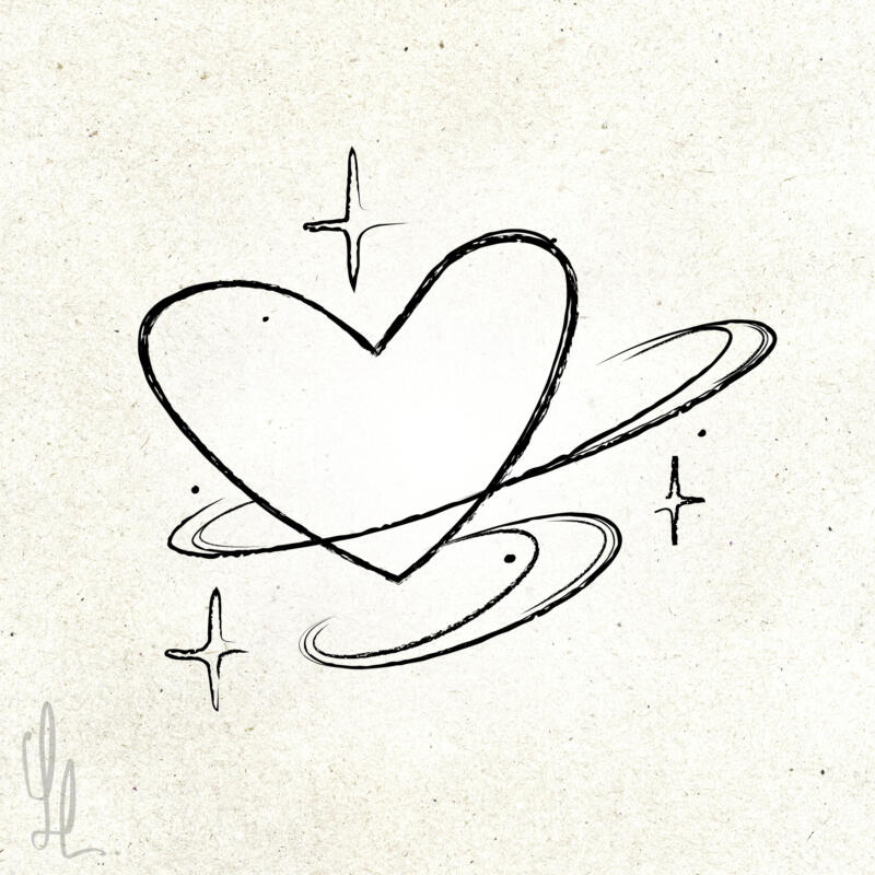 Vektorillustration av ett hjärta i handritad stil.