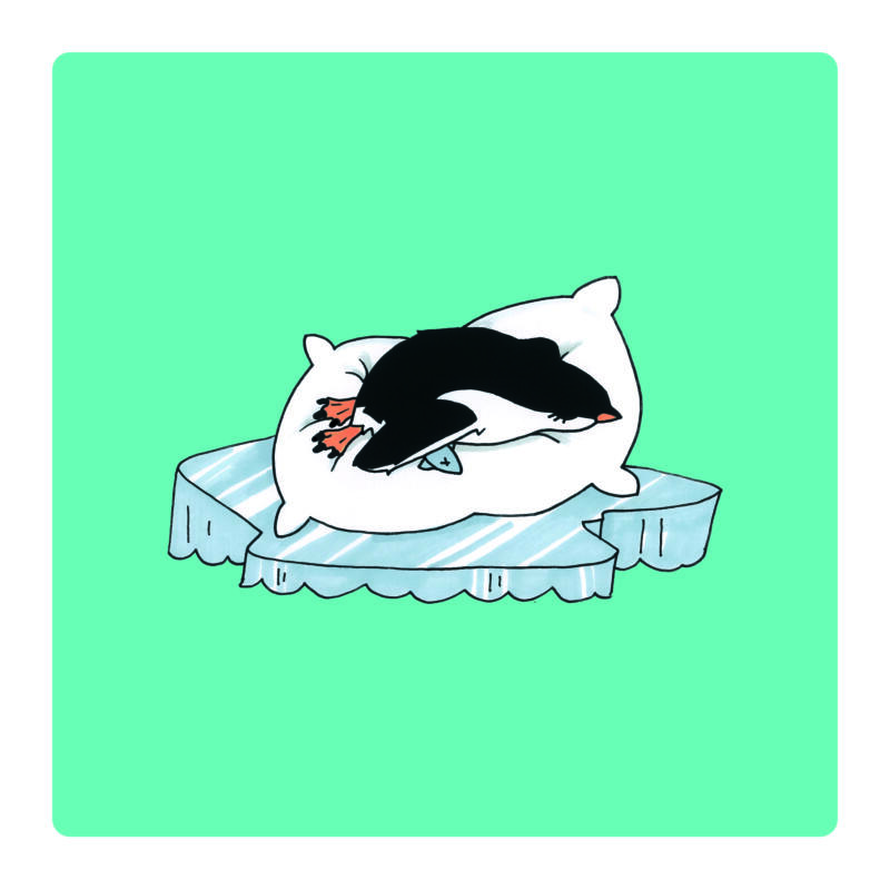 sleeping penguin childrens book illustration