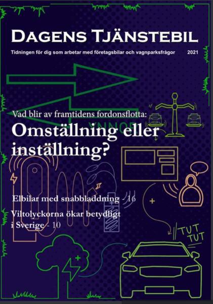 Cover page for magazine Dagens Tjänstebil year 2021 about electric cars and the future of the car business