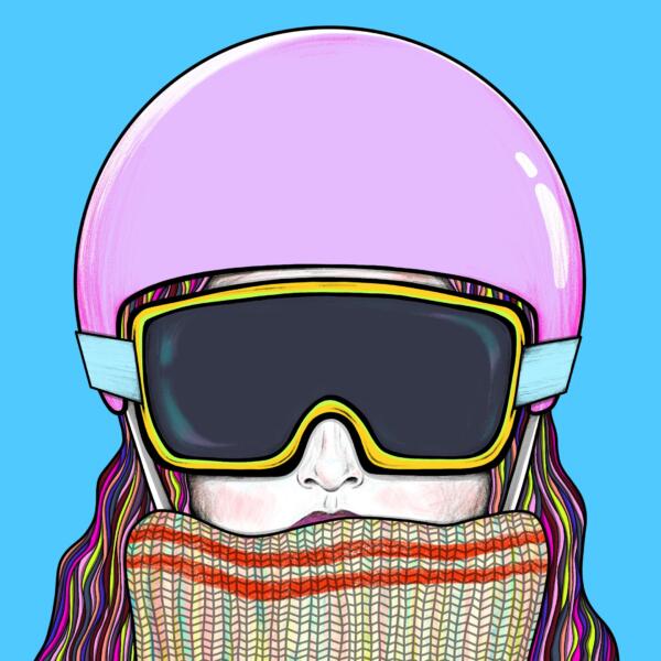 colorful illustration skiing helmet
