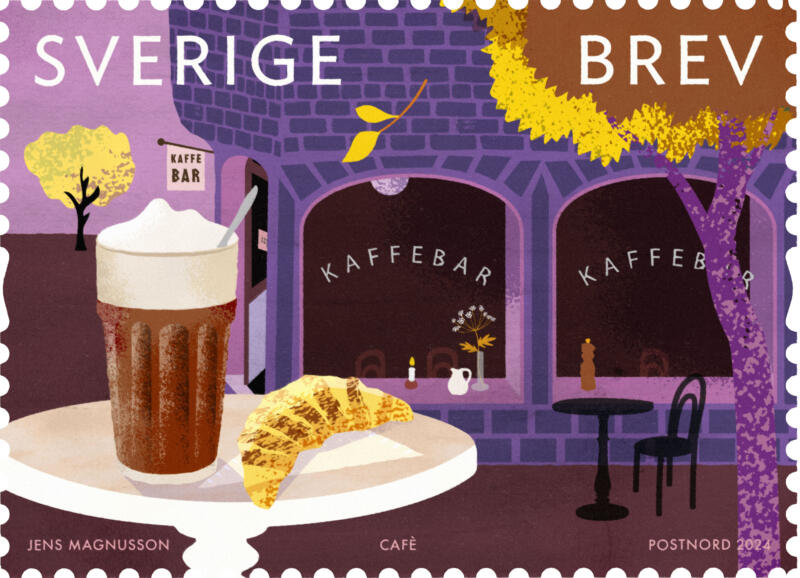 kaffebar, café, urban, frimärke, jens magnusson, illustration