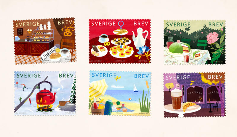 stamps, fika, coffee, Jens Magnusson, illustration,