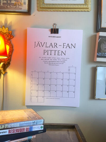 En kalender med en svordomskaskad av Ingmar Bergman, december 2024.
