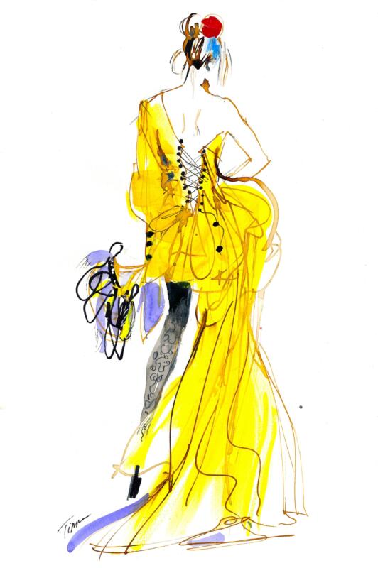 Fashion future akvarell gult modeillustration