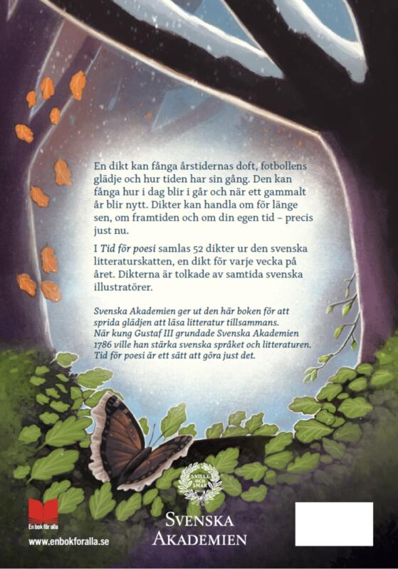 Baksidesillustration till diktsamlingen "Tid för poesi", utgiven av Svenska Akademin och En Bok För Alla