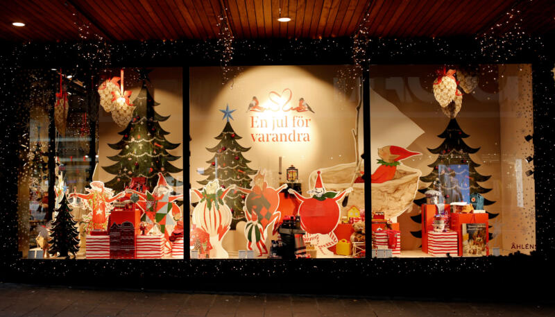 Lina Ekstrand illustrations for Åhléns Christmas campaign, window display christmas-characters drawn in ink and pencil 