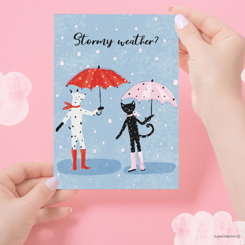 Stormy  weather Illustration licensed  for greeting card Calypso  Greeting Cards in the USA