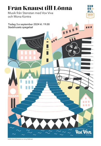 Illustrerad affisch för konsert i Sundsvall