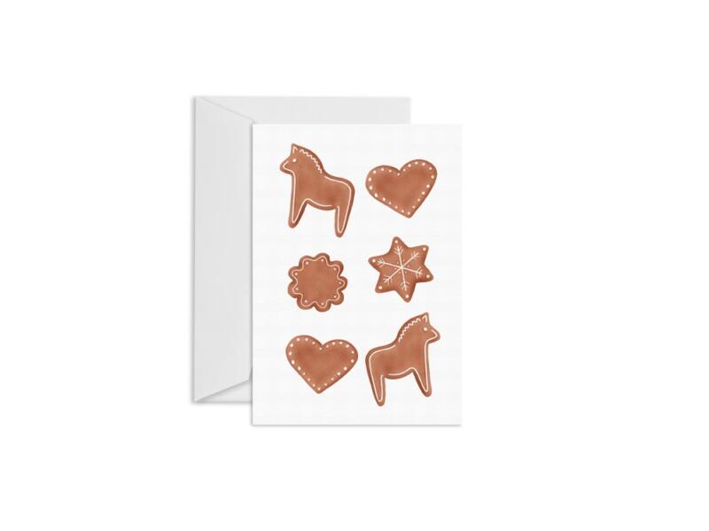 Greeting card with illustrated Swedish ginger breads