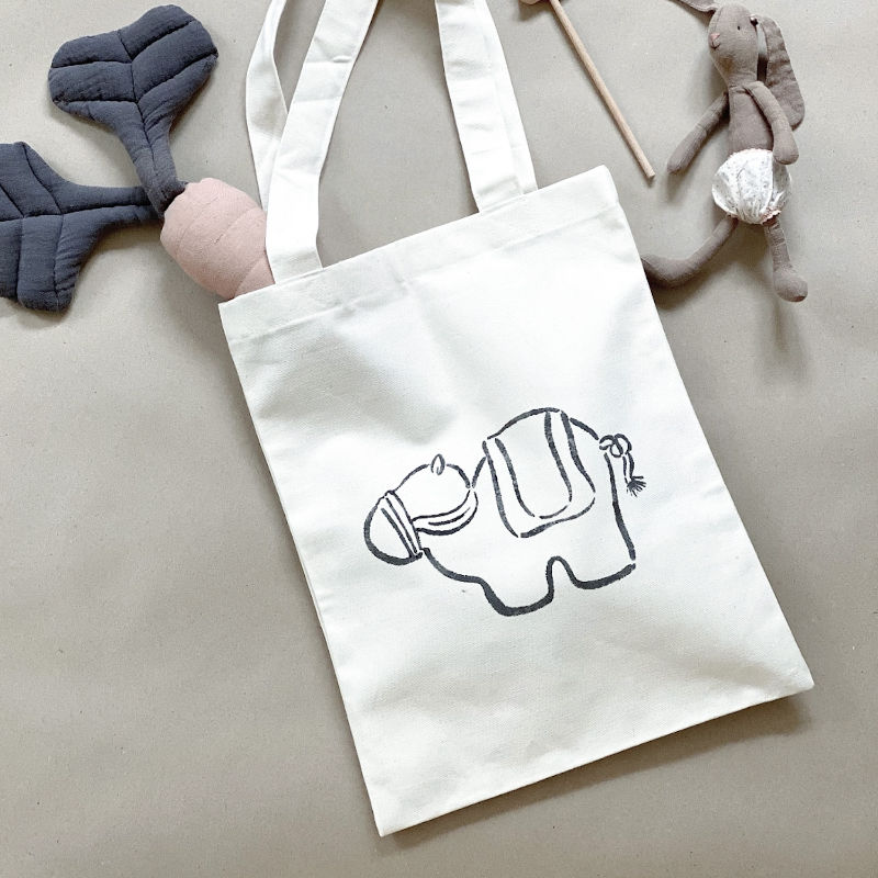 Custom camel illustration printed on tote bag for WAE Nordic Design