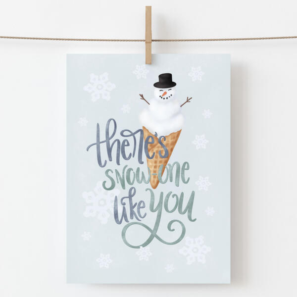 Winter Greeting card with illustration and lettering - Snowone like you