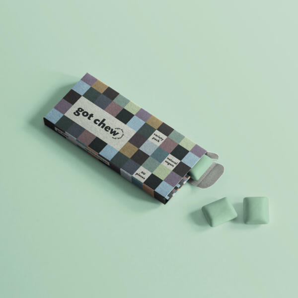 Gum packaging design with modern colorful squares