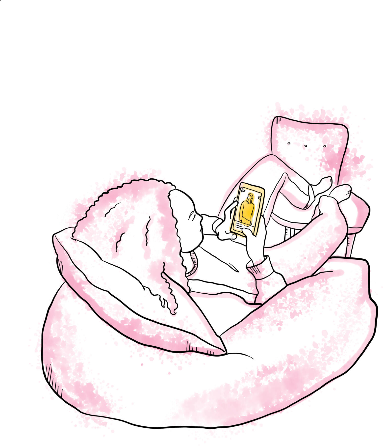 Illustration av person som handlar på nätet