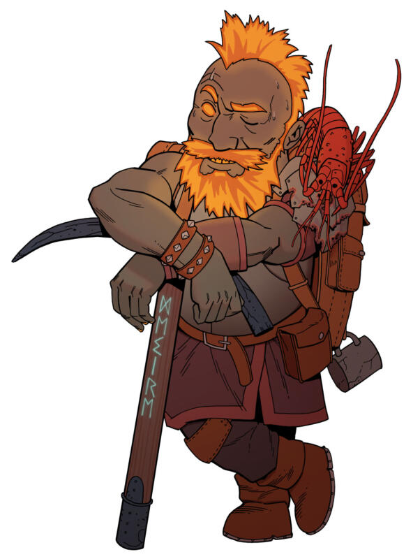 Illustration in color of a dwarf for the game esoteric ebb