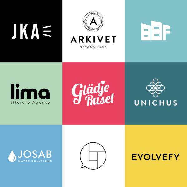 En bild med en samling logotyper