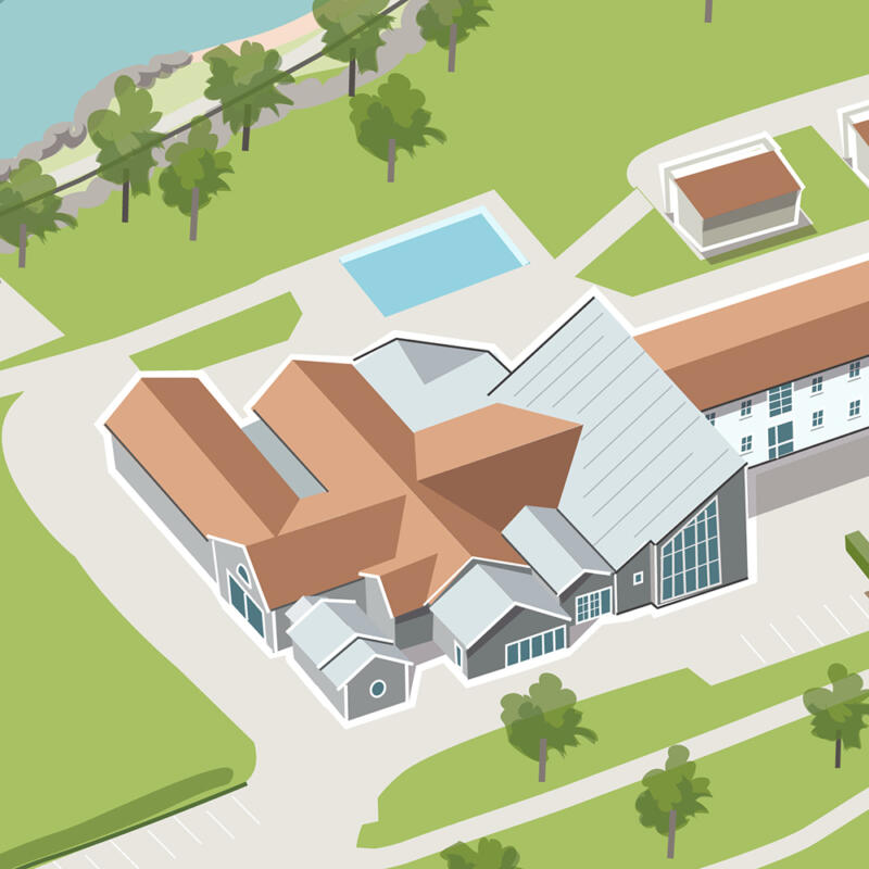 Karta över Gränsö slott och dess lokaliteter i Västerviks skärgård