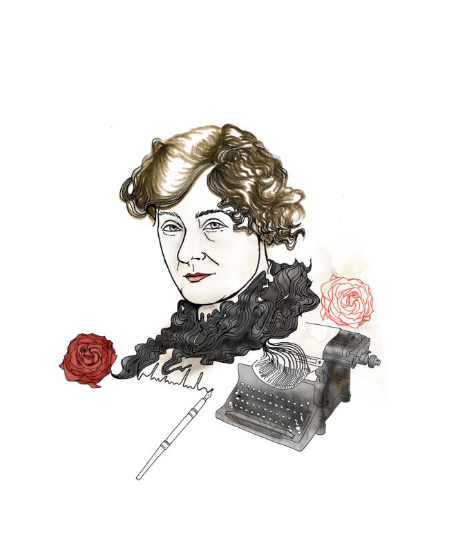 Illustration, porträtt på författare Anna Branting