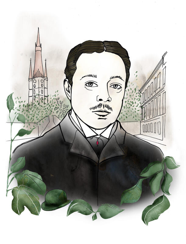 Illustration, porträtt på författare Hjalmar Söderberg