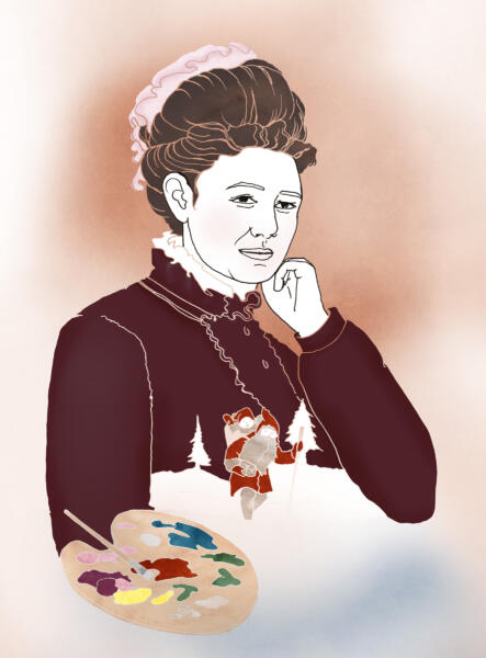 Illustration med Porträtt på illustratören Jenny Nyström för Bokförlaget Max Ström