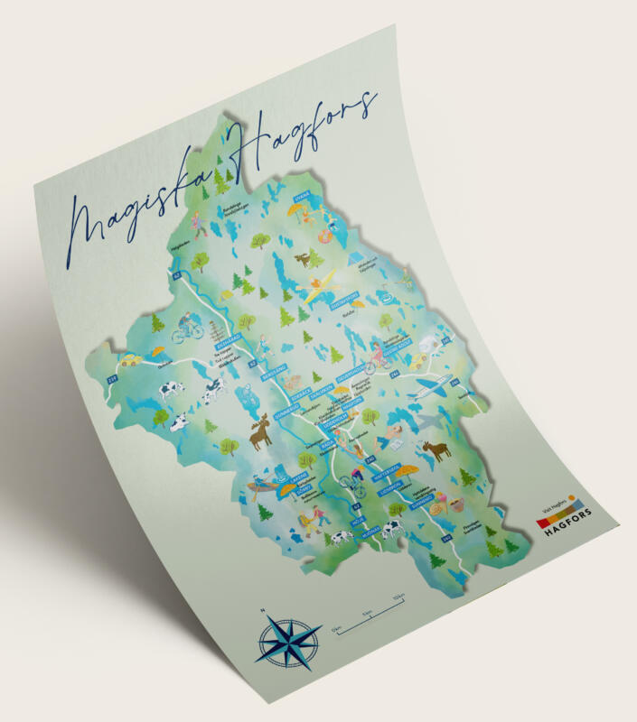 Illustrerad karta föreställande Hagfors kommun