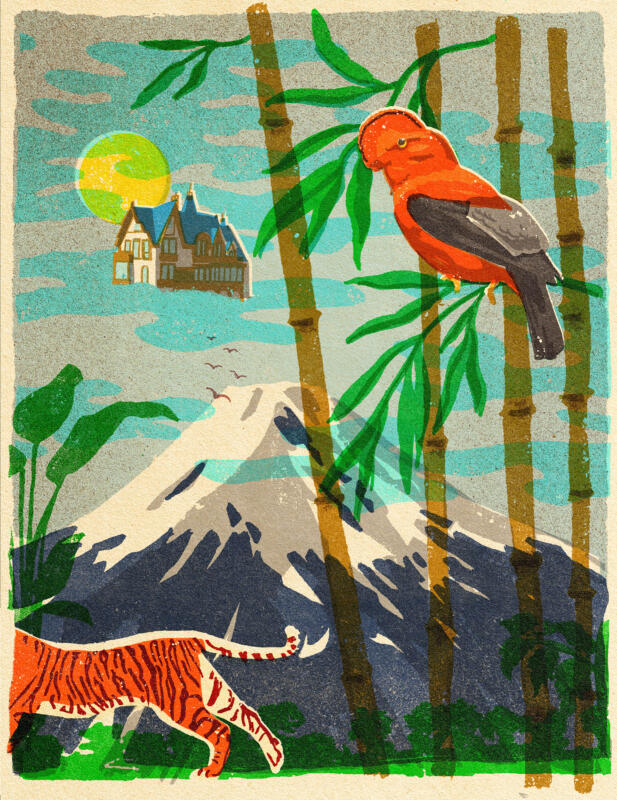 Illustration for the series "Gardens across the border" in the summer issue of the Dutch "Our Own Garden" (Onze Eigen Tuin) magazine.