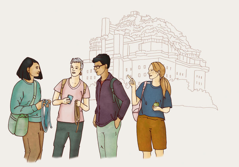 Illustration av tonårsgänget vid Feldstrasse Bunker