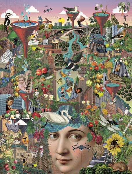 En vision av en grön stadsmiljö.