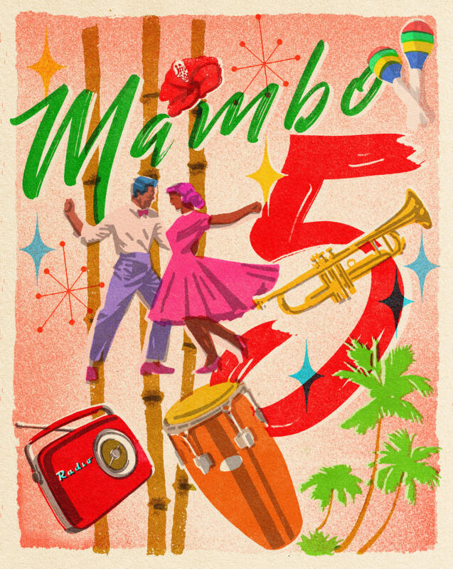 Illustration by a portrait of the 90's German singer Lou Bega