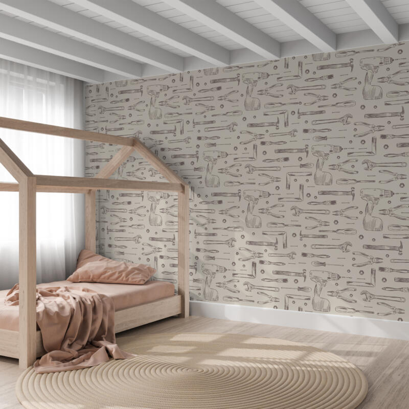 Dewalt Tools Wallpaper for Kids room by Aminah Eleonora for Loomwell